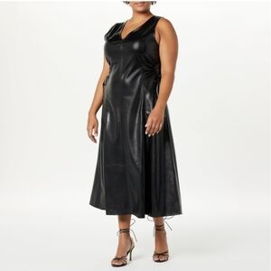 The Drop Women's Sabi Vegan Leather Cutout Midi Dress Size 2X NWT